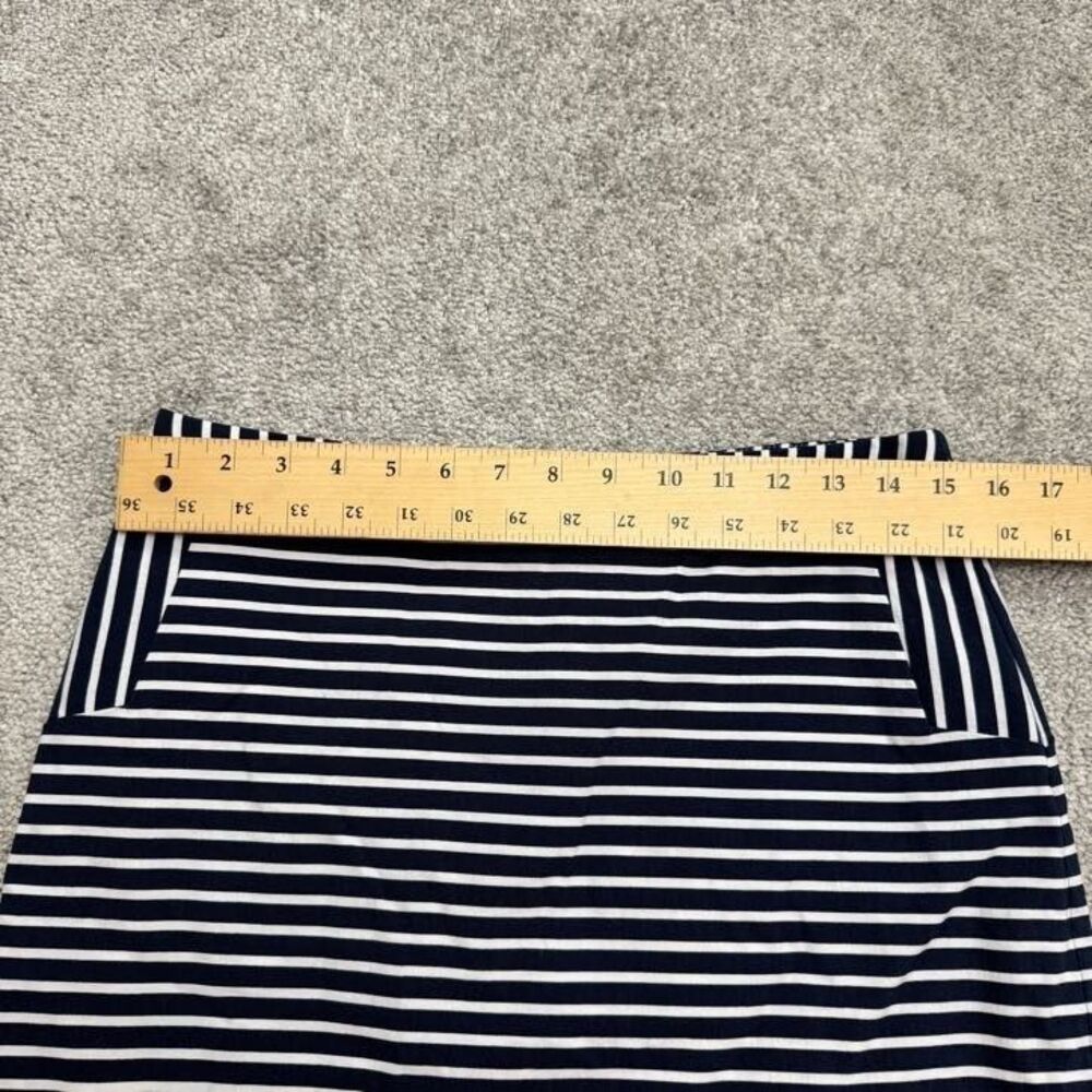 Margaret M Knee Length Pencil Skirt Womens Large Navy White Striped Work Casual - Picture 7 of 15